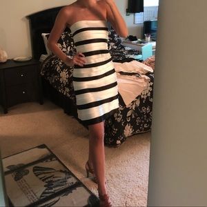 BCBG Mazaxria black and white striped dress